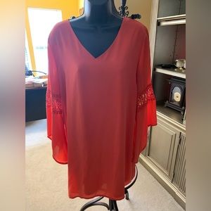 Peach dress with angel wing sleeves size L